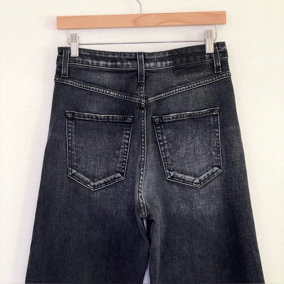 AMO Ava Crop Wide Leg Jeans High Waist Released Hem Raven Washed Black 29 - Picture 7 of 16